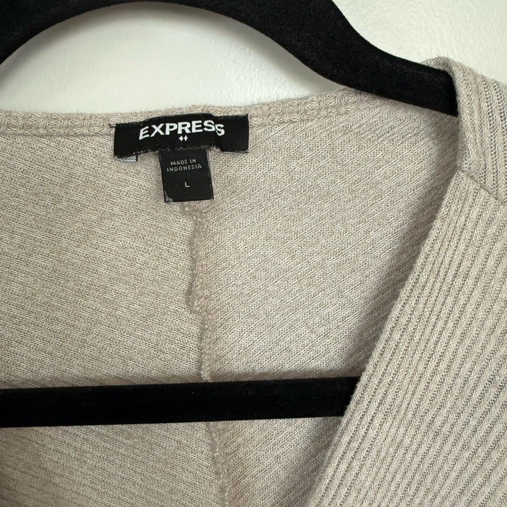 Express Light Beige Ribbed Knit Top - Picture 3 of 5